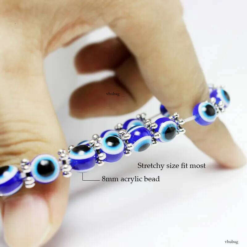 Handmade Acrylic Turkey Evil Blue Eye Stretch Beads Strands Bracelet Charms Religious Hamsa Bracelets Hand Chain Jewelry for Men Women Wholesale Price