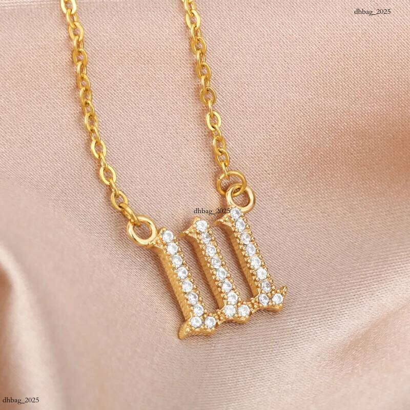 Angel Number Necklace Chain Zircon Pendant Necklaces For Women Birthday