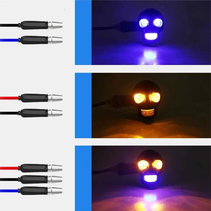 2PCS Motorcycle LED Dual Color Skull Shape Waterproof Fog Light Auxiliary Headlights ATV Scooter Driving For Racers Spotlight XJ250804