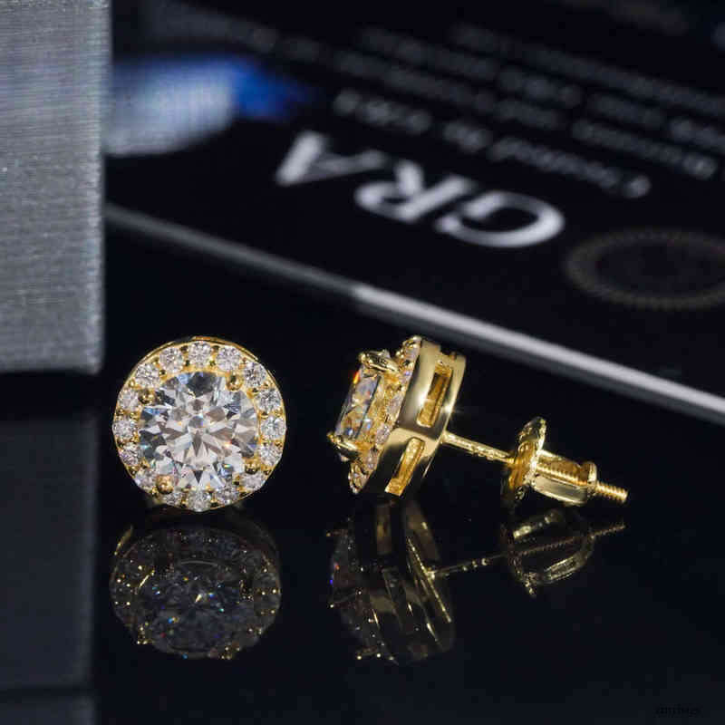 6.5mm Stone Hip Hop Iced Out Jewelry VVS Moissanite Ear Studs Sterling Sier Dia Stud Earring for Women