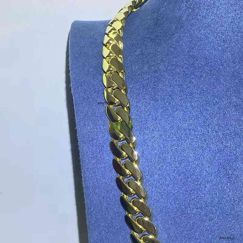 14MM Men Gold Plated Link Sterling Sier Hiphop Cuban Chain Necklace