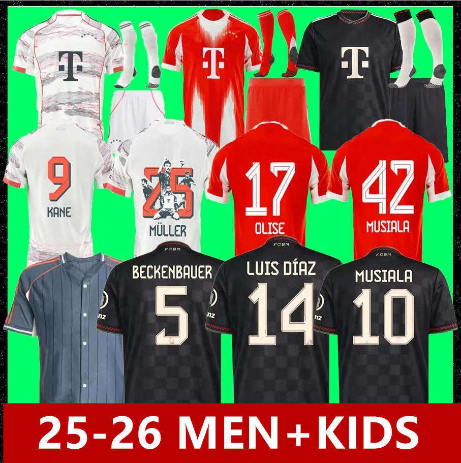 25 26 KANE soccer jersey BAYERNs munich FANS Player Version 2025 2026 SANE KIMMICH MULLER anniversary football shirt Men Kids sets MUSIALA Goretzka Gnabry DIER 999