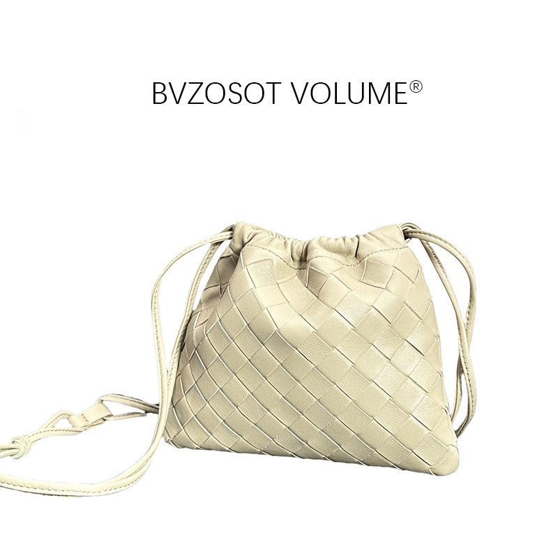 New European And American Retro Dustbag Underarm Mini Soft Cowhide Simple Shoulder Shiny Woven Women's Bag