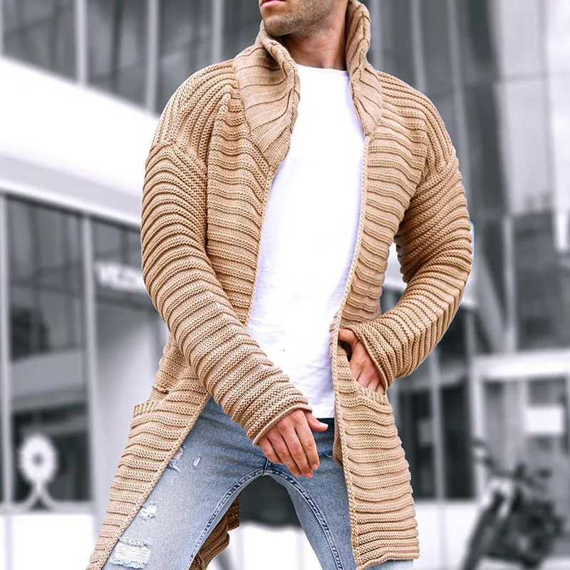 2023 Autumn and Winter New Cardigan Mens Knitted Sweater Solid Color Turtleneck Long-sleeved Coat Sweater Jackets XJ250805