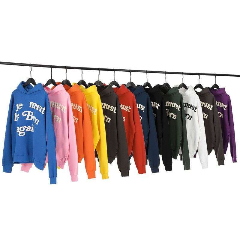 Men's Clothing Same Style Ye Must Be Born Again Foam Letter Hooded Sweatshirt Plus Veet Hoodie