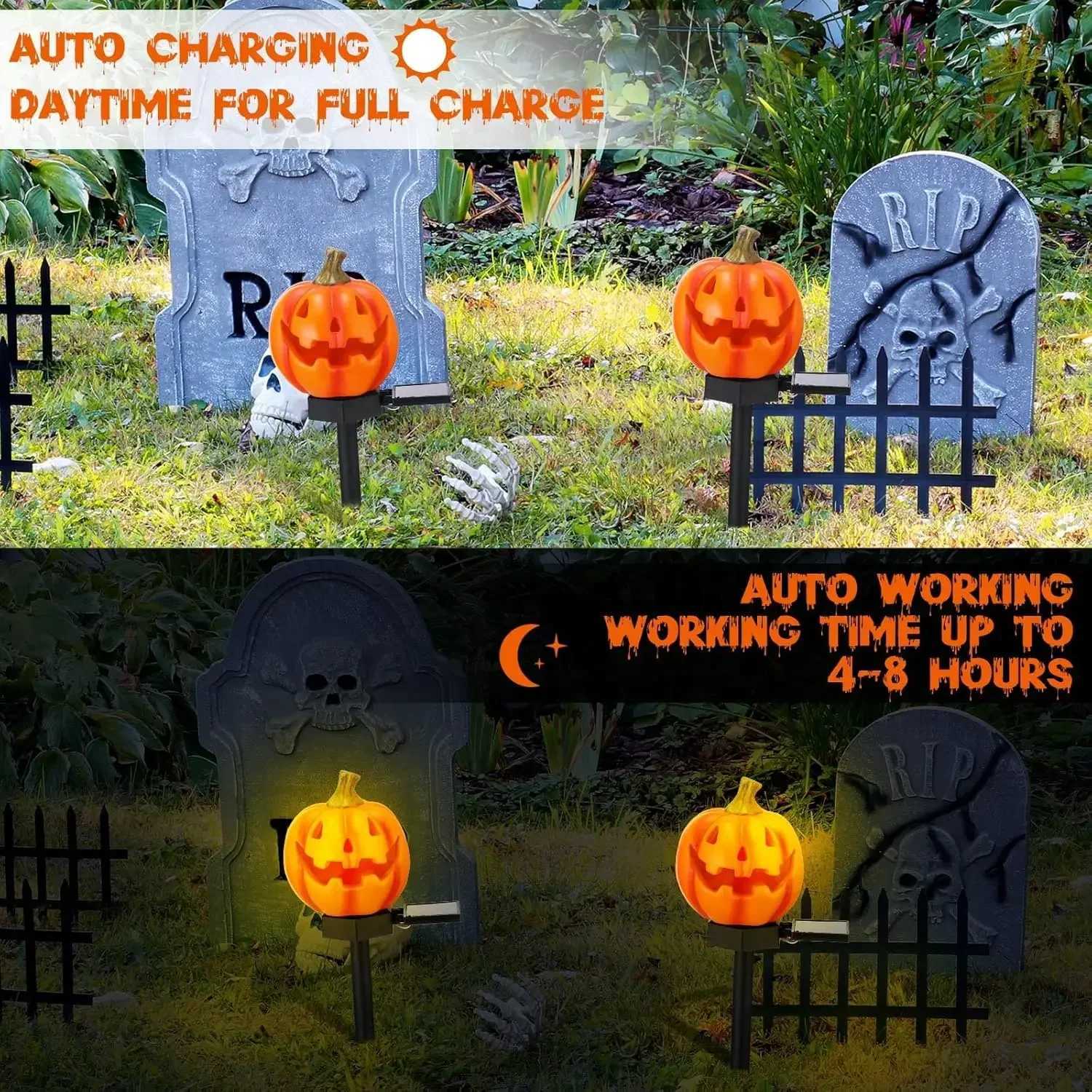 Halloween Pumpkin Candle Pathway Solar Lights Crow Yard Stake Lamp for Garden Yard Lawn Pathway Home Party Decoration WaterproofXJ250804