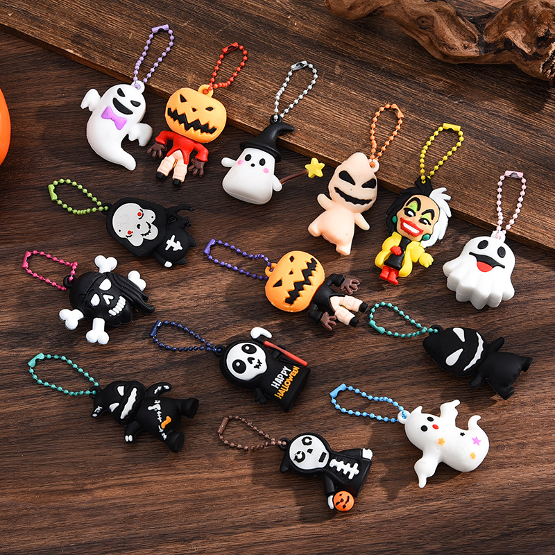 Tendy Halloween Silicone Keynchain - 3D Ghost / Pumpkin / Witch Charm for Kids Party Favors, Bags Keys