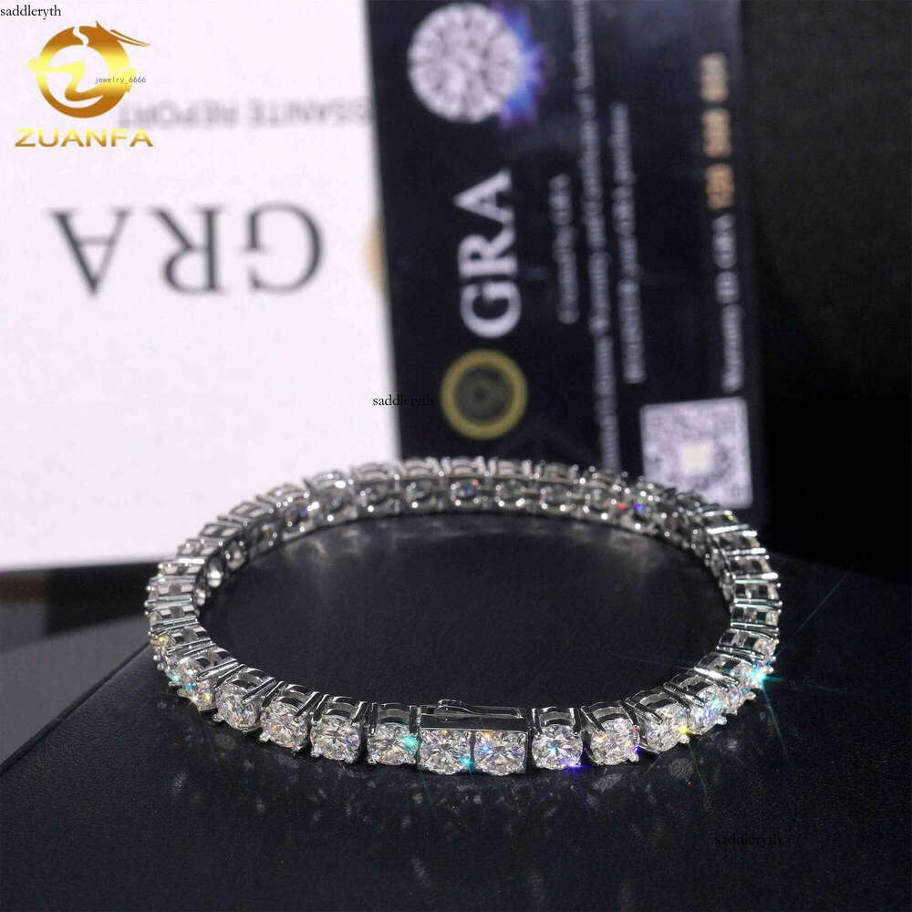 RTS 316L Never Tarnish Chain Stainless Steel VVS Moissanite Lab Dia 4mm 5mm Tennis Bracelet