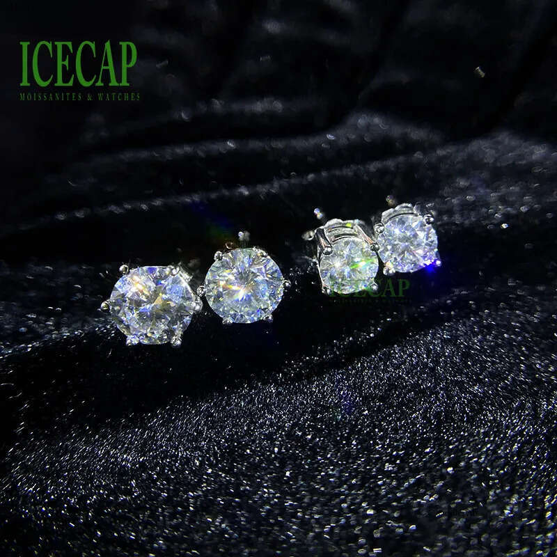 Wholesale Classic Dia Earings Iced Out 1CT 2CT Moissanite Ear-stud Sier Men Women Hiphop Fashion Earring Jewelry