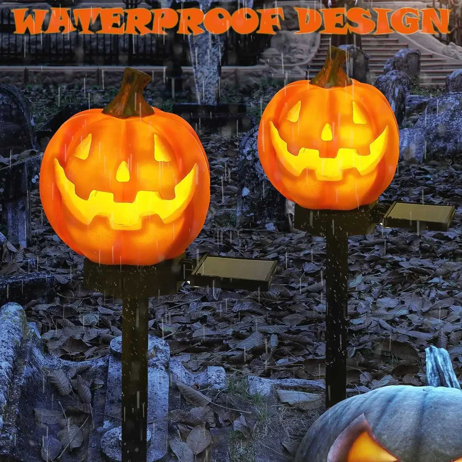 Halloween Pumpkin Candle Pathway Solar Lights Crow Yard Stake Lamp for Garden Yard Lawn Pathway Home Party Decoration WaterproofXJ250804