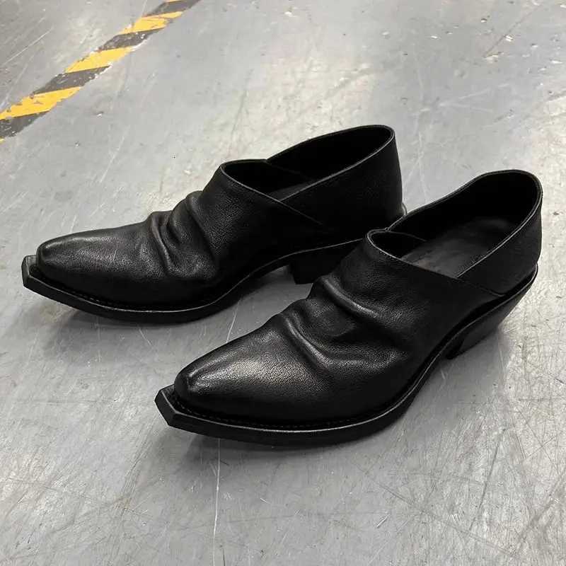 Uptur Leather One Pedal Loafer Commuter Platform Wizard Trendy Mens and Womens Height Niche Casual Derby Shoes Y250805