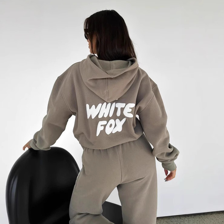Free Shipping Designer Hoodie Loose Hooded Women's Sportswear, Autumn And Winter Oversized Wool Lined Thick Jacket, Lazy Style Two-piece Set