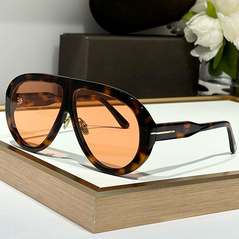 Mens Womens Sunglasses Large oval Frame Party Vacation Travel Orange lenses UV Protection Top Quality With Box 836