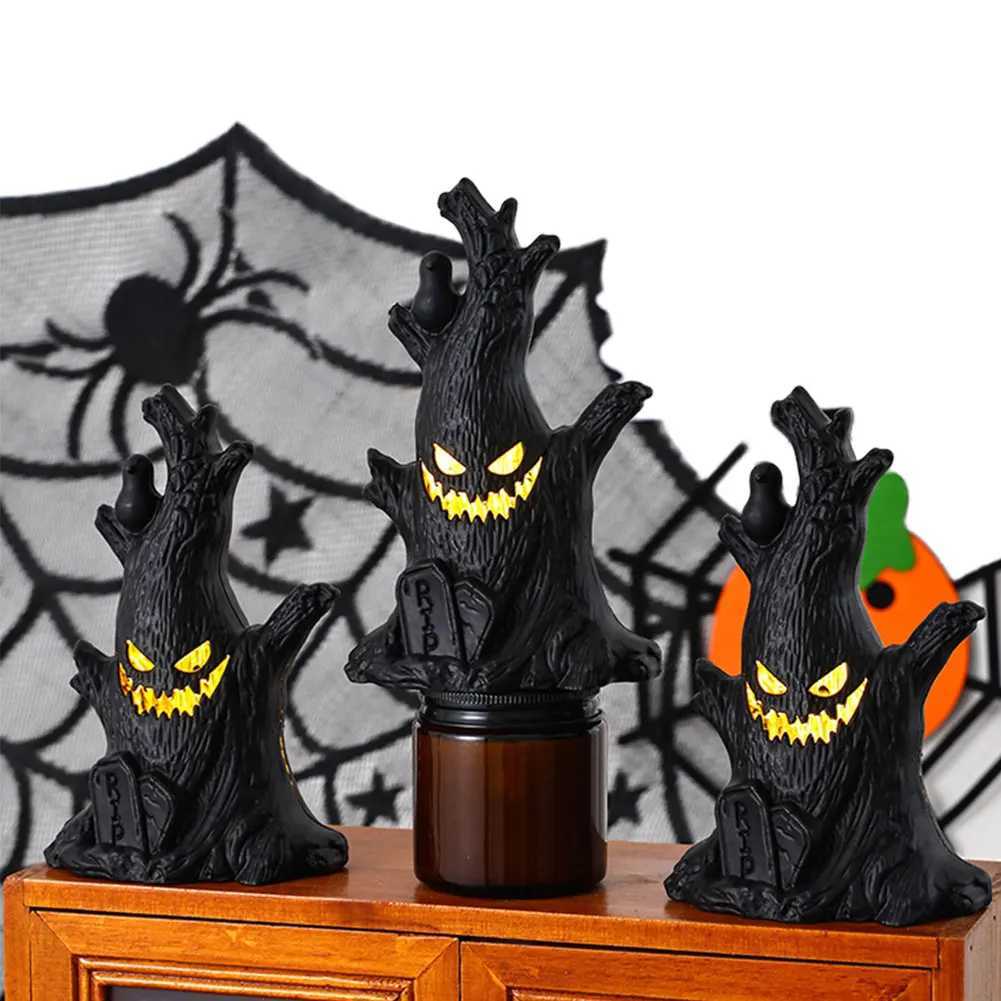 Halloween LED Ghost Face Tree Statue Battery Operated Ghost Tree Ornament Horror Tree Ornament for Haunted House Decoration XJ250804