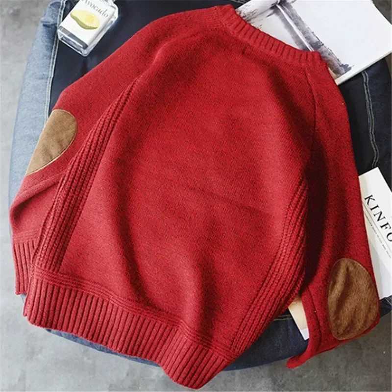 Mens Harajuku Pullover Sweater Patch Designs Knitted Sweatshirt Hip Hop Round Neck Pure Color Casual Pullovers Mens Clothing XJ250805