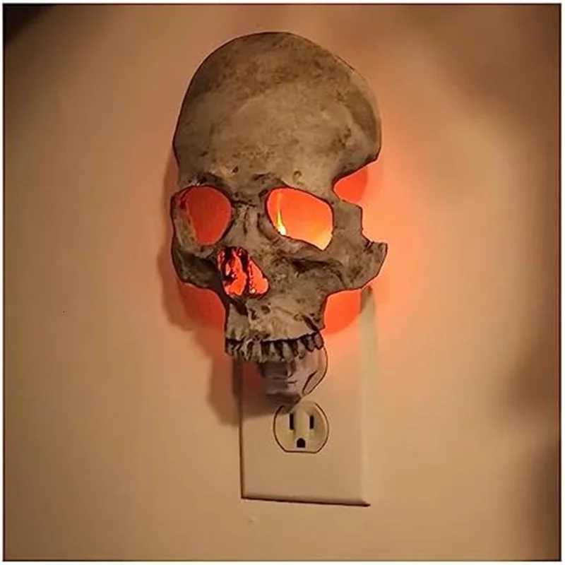 1 PCS Halloween Skull Night Light Horror Lamp Gothic Skull Night Lamp Skeleton Lamp Plug Into Wall Decorative Gothic US Plug-N37 XJ250804