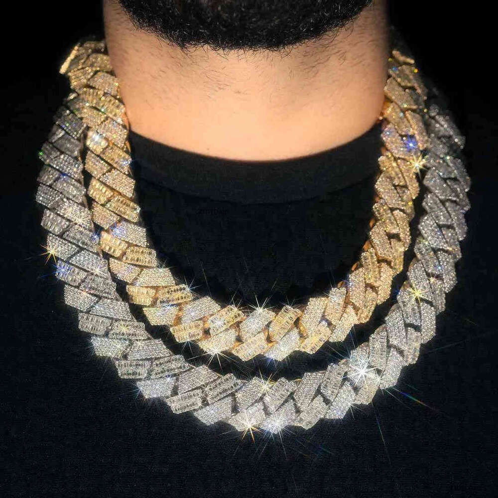 Custom Hop Hip Sier Iced Out Bracelet Necklace 8mm 12mm 14mm 20mm Vvs Dia Moissanite Cuban Link Chain