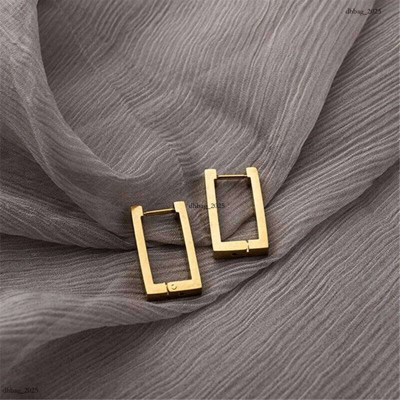 Geometric Charm gold Earrings Rectangular Womens metal titanium steel New trendy jewelry