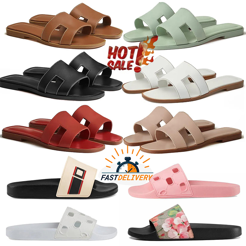 free shipping sandal slipper for women designer slides claquette black white khaki sandals ladies sliders luxury slide leather slippers womens shoes with box