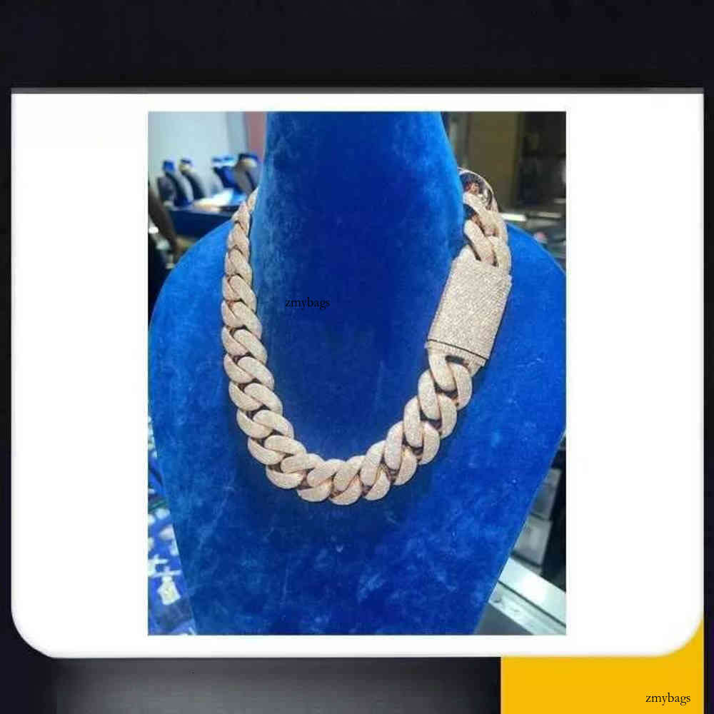 Arrival 25mm Miami Cuban Link Chain Moissanite Dia Stubbed Sterling Sier Rose Gold Plated