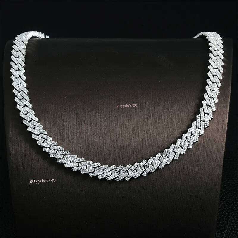 Hip-hop jewelry bracelet 10mm fully polished stone gemstone inlay style S Sier diameter Cuban chain trendy brand necklace accessory