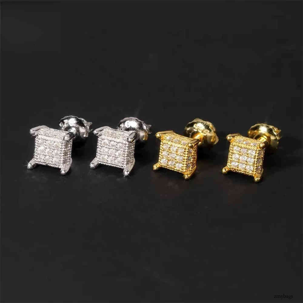 Iced Out Jewelry Sterling Sier Square Shape Hip Hop Mmoissanite Dia Earrings