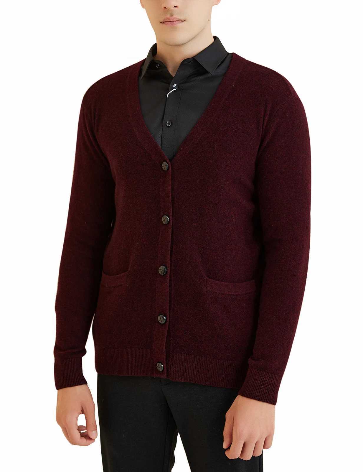 Mens Cardigan Knit Sweater 100% Merino Wool Knit Sweater Fall Winter Warm Long Sleeve Cardigan Male Tops Korean Luxury Clothing XJ250805