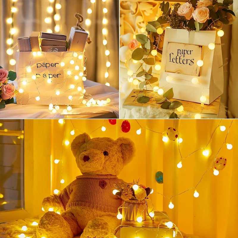 3/6/10M Battery Power Ball LED Garland Lights Small Ball Fairy Lights Globe String Lights for Bedroom Wedding Camping Tent Decor XJ250804