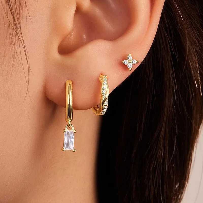3PCSTwist Huggie Earring Set For Women Fashion Tragus Hoop Earring Bulk Cartilage Piercing Helix Jewelry Lot Lobe Earring Pack Y250804