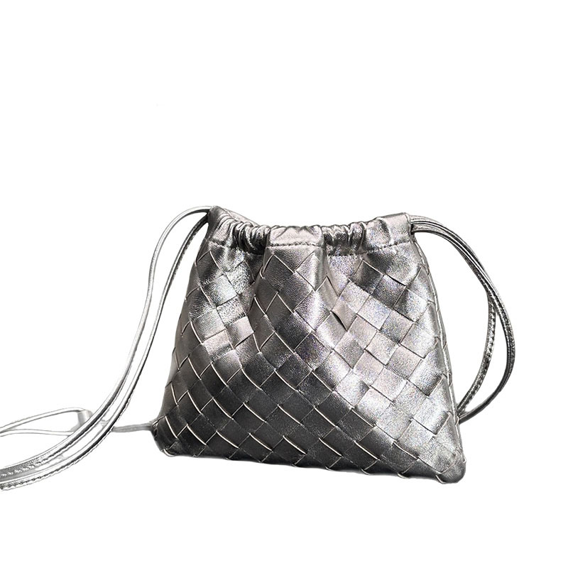 New European And American Retro Dustbag Underarm Mini Soft Cowhide Simple Shoulder Shiny Woven Women's Bag