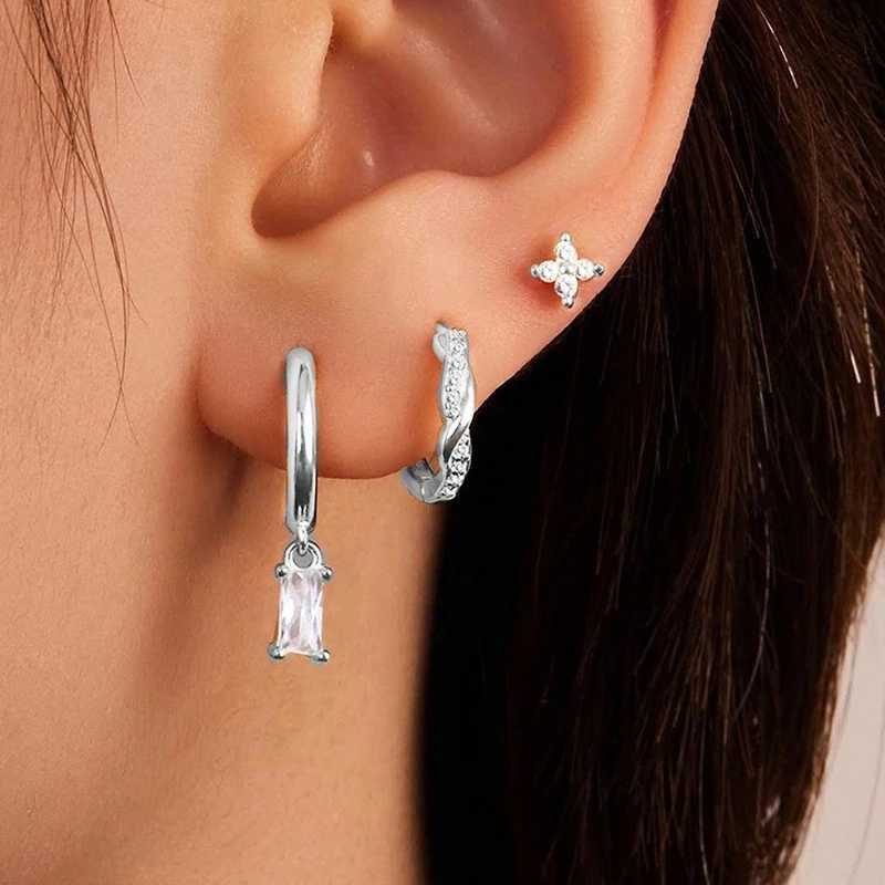 3PCSTwist Huggie Earring Set For Women Fashion Tragus Hoop Earring Bulk Cartilage Piercing Helix Jewelry Lot Lobe Earring Pack Y250804