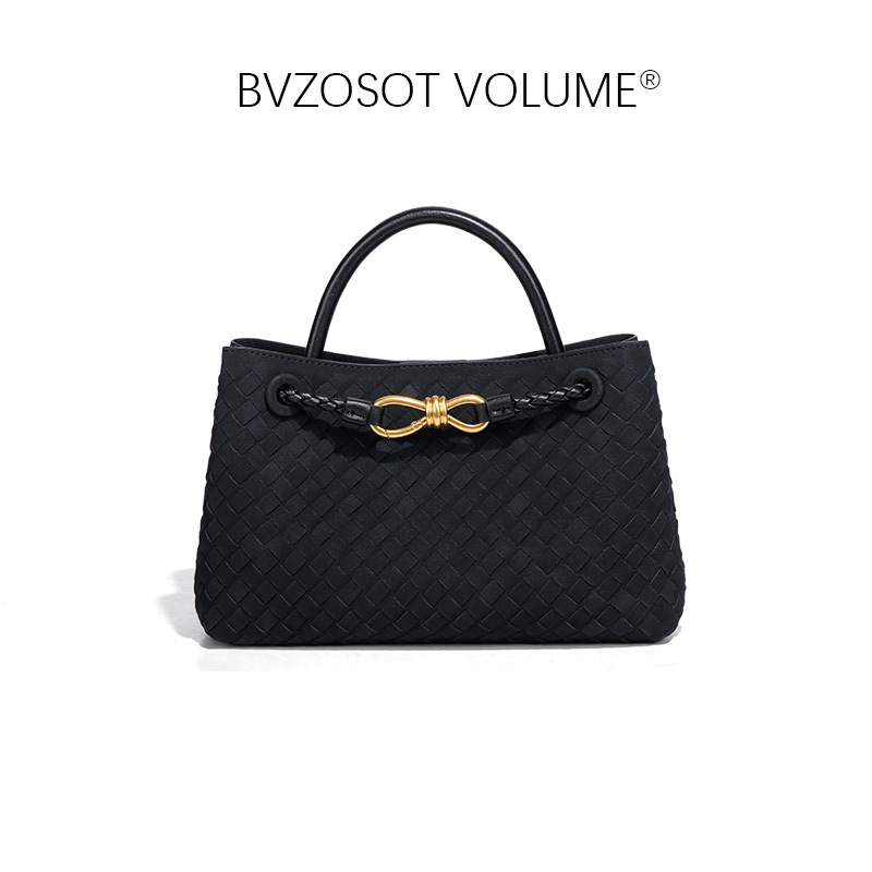 BVZOSOT VOLUME 2025 European and American Fashion Matte Women's Handmade Braided Soft Leather Tote Bag Bucket Bag Handheld Single - Shoulder Cros