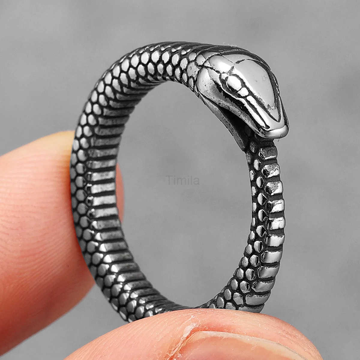 Stainless Steel Men Rings Snake Animal Ouroboros Punk Trendy for Women Biker Fashion Jewelry Halloween Creativity Gift U250805