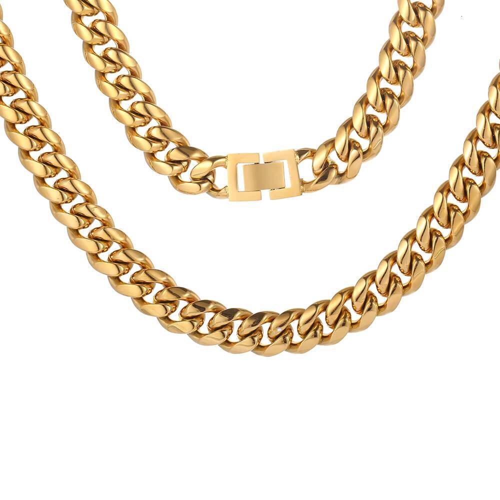 Men Necklace Stainless Steel Hip Hop 18k Gold Jewelry Necklace Cuban Link Chain