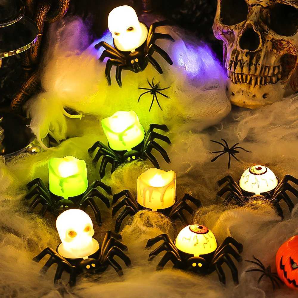 Halloween LED Spider Lighting Ornament Horror Eyeball Skull Lamp Atmosphere Prop Halloween Party Decorations 2024 Home Decor XJ250804
