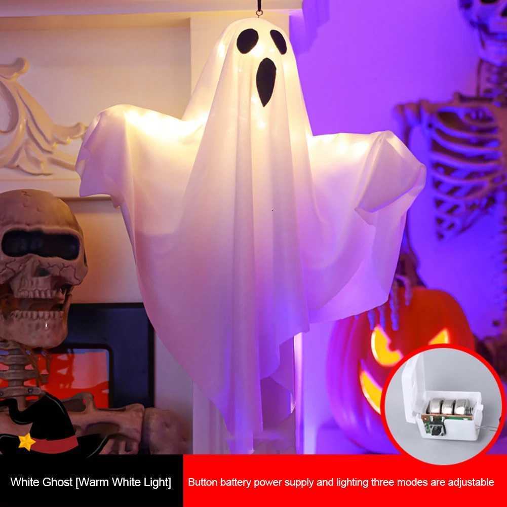 Halloween LED Glow Ghost Light Ghost Hanging Lamp Ornament Lighted Ghost Horror Props for Front Yard Garden Party Decor XJ250804