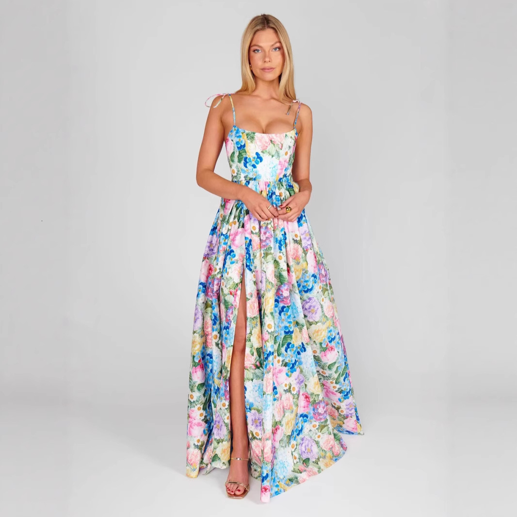 2025 New Spring/Summer European trend and American Women's S Fashion Transparent Hard Yarn Fairy Long Elegant Evening Dress New Designer Dress