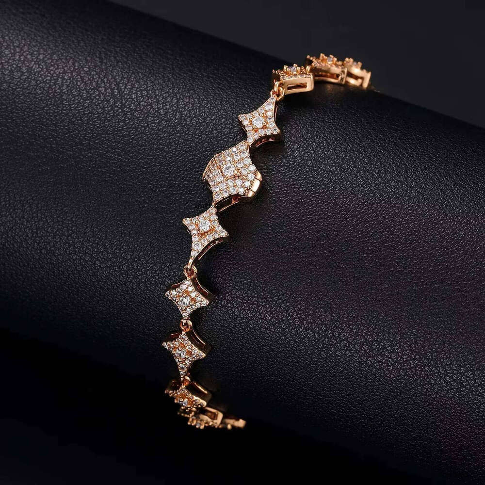 Summer Mens Jewelry 7.4mm Sterling Sier VVS1 Moissanite Iced Out Shuriken Link Bracelet Anklet for Men Lady