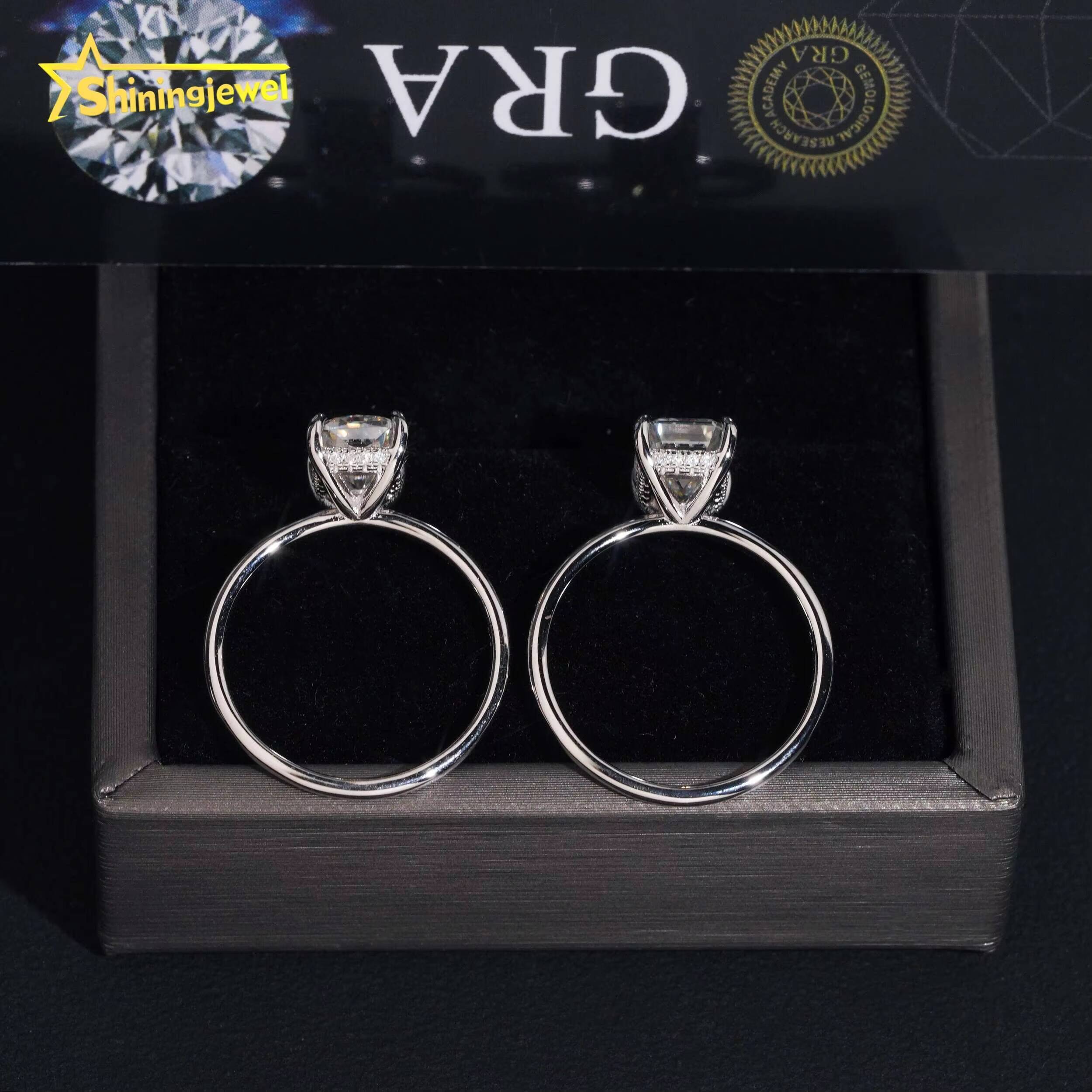 925 Silver 2ct Emerald Cut Moissanite Rings 925 Sterling Silver Custom High Quality Women Wedding Ring Moissanite Jewelry