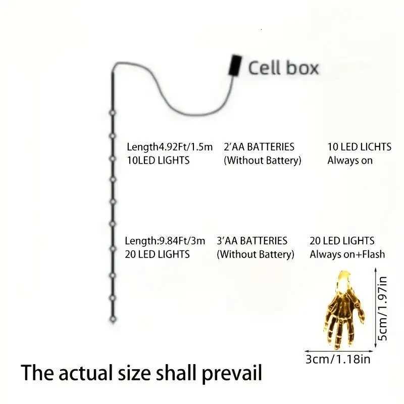 Halloween LED Ghost Claw String Lights Battery Powered Decoration Lamp Horror Atmosphere Lights for Festive Party Haunted House XJ250804