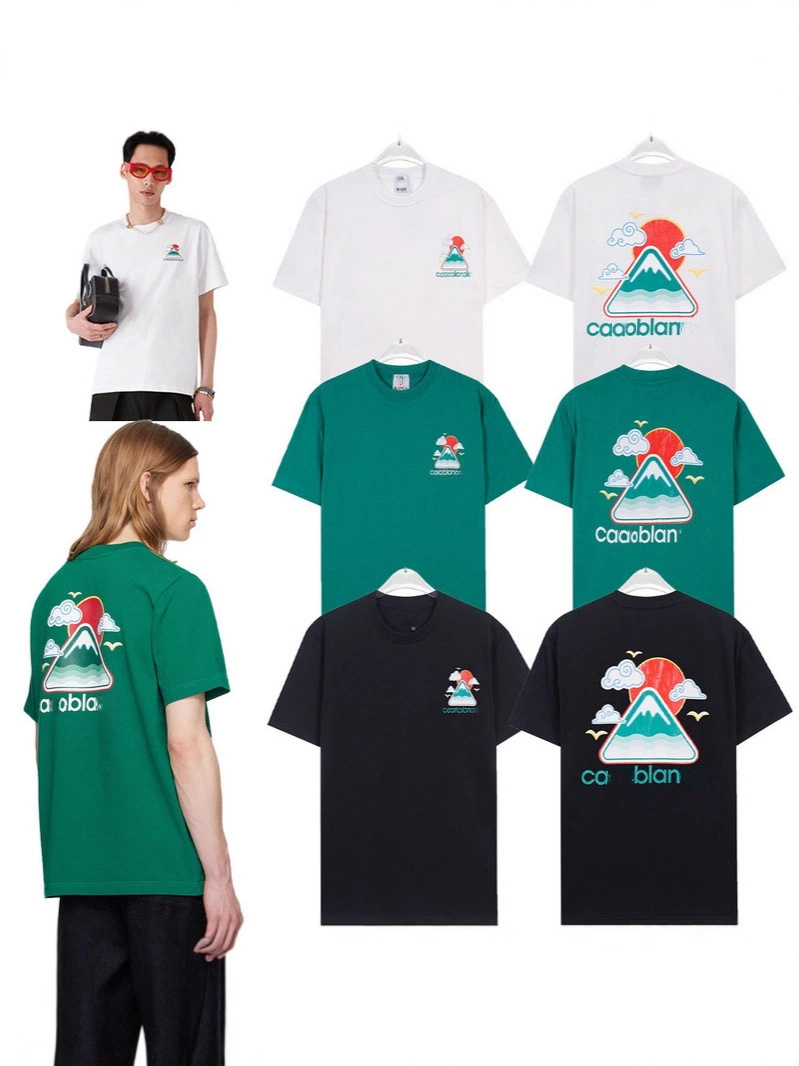 Men's Cotton Designer T Shirt Trendy Loose Casual High Street Cartoon Graphic Tee Summer Breathable Round Neck Short Sleeves