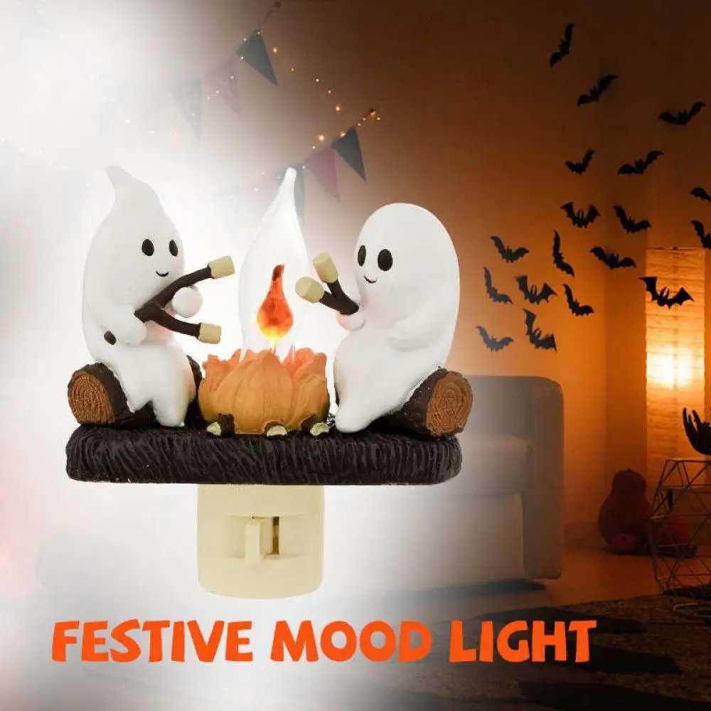 2025 Halloween Decoration New Ghost Bonfire Night Light EU US UK Plug Funny Cute Ghost Design Lamp Home Decor XJ250804