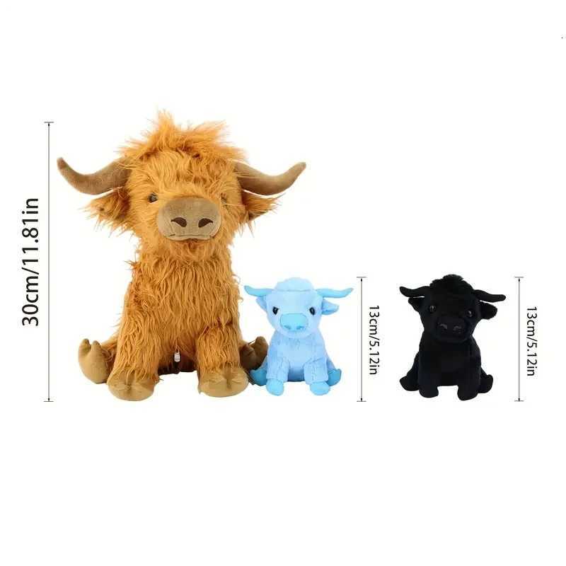 11.8in Mmy with 2 Baby Highland Cow ffed s Inside Zipper Tummy for Kid Christmas Halloween Y250805 Y260128