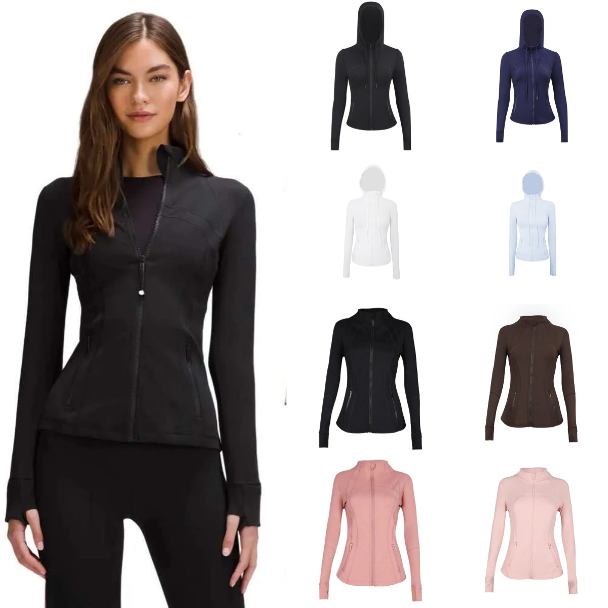 NEW Womens Yoga Jacket Workout Sport Coat Fitness Sport Quick Dry Activewear Top Solid Zip Up Sweatshirt Sportwear Women Yoga hoodie Luluunes lemoniz DefineJackets