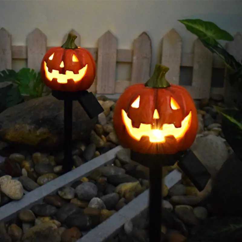 Solar Halloween Outdoor Lamp Resin Pumpkin Lamp Christmas Pumpkin Party Lights Resin Garden Ghost Atmosphere Crafts DecorativeXJ250804