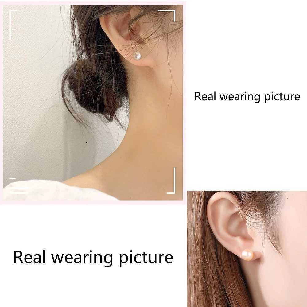 100% Genuine Pearls Stud Earrings Fashion Natural Freshwater Pearl Earrings Jewelry Gifts for Women Party Wedding Accessories Y250804