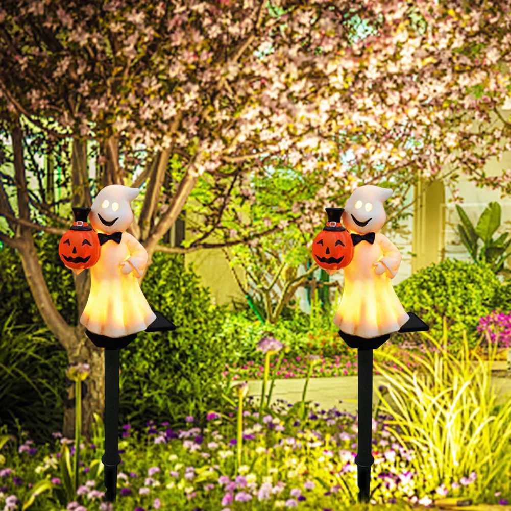 Outdoor Halloween Ghosts Pathway Light Waterproof Solar Pumpkin Stake Light for Christmas Halloween Party Decoration Night Light XJ250804