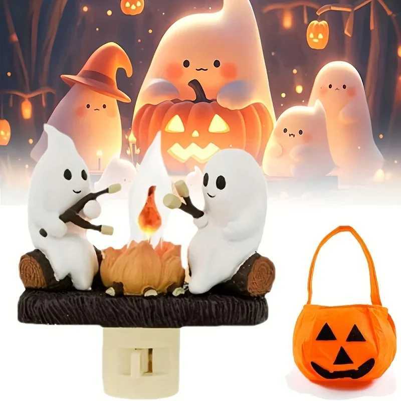 110V 220V Halloween Ghost Bonfire Twinkling Night Light 3D LED Campfire Night Light Cute Halloween Interior Decoration XJ250804