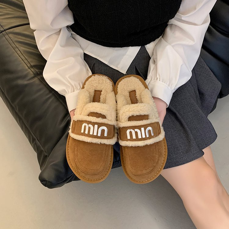 free Shipping Flat bottomed casual versatile headband with plush cotton shoes lightweight thick cotton winter women outdoor wearing woolen mop new