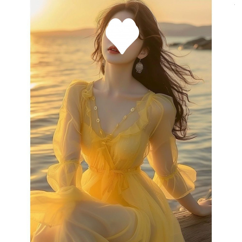 2025 Spring New fashion Summer Women's S Dress Beach Dress Beach Vacation Super Fairy French Long Dress Very Beautiful New Designer Dress